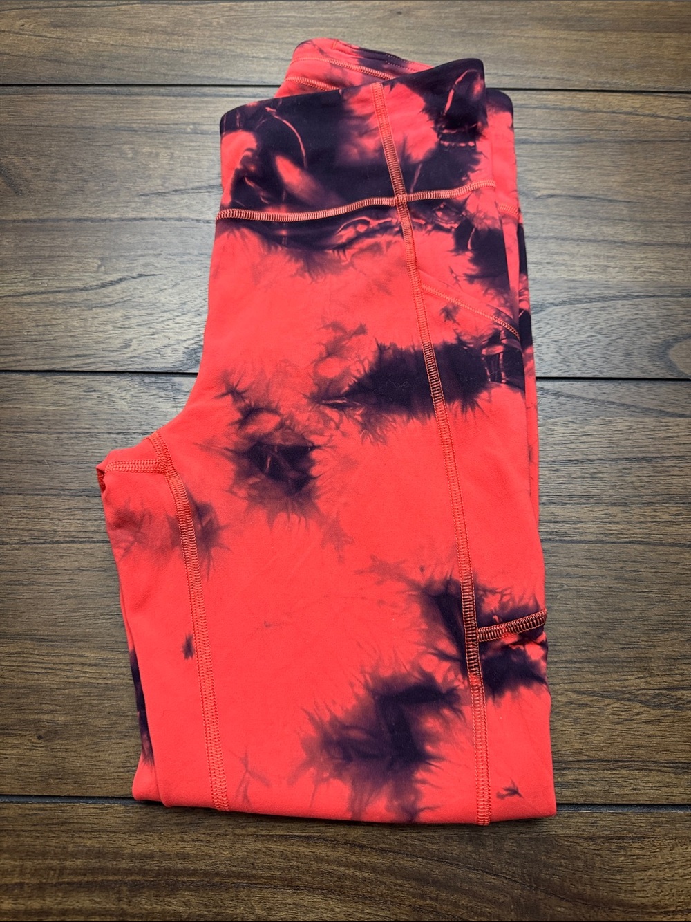 lululemon athletica Red and Black Tie-Dye Leggings